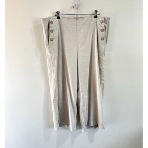 Ann Taylor LOFT Pants Size 16 High Waist Wide Leg Linen Sailor Tan Lagen Cottage